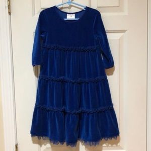 Hannah Andersson Size 110 (US 5) Blue Velour Dress
